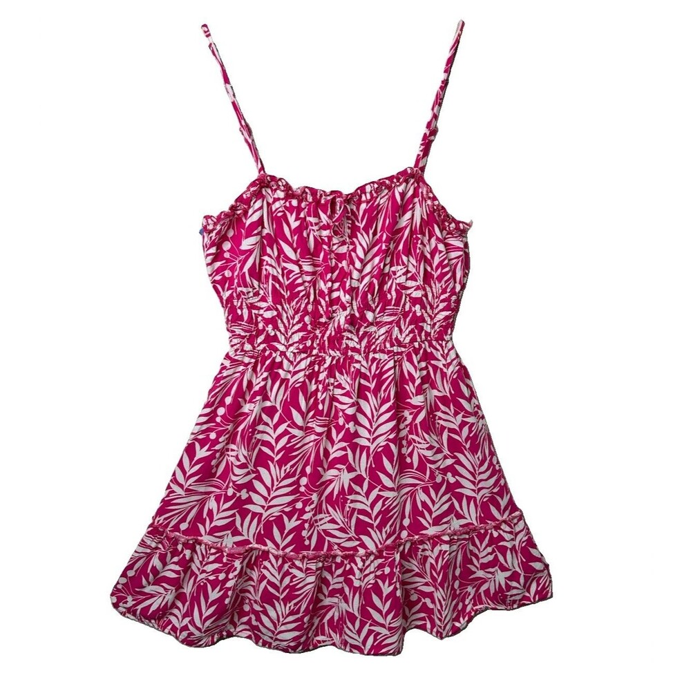June & Hudson Juniors Girls Sz Medium Pink Floral Spaghetti Strap Mini Sundress